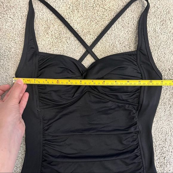 Seafolly Australia Goddess Twist Bandeaux Ruched  Tankini Bathing Suit Top Black - Picture 13 of 15